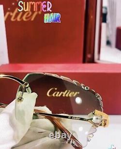Cartier Rimless Diamant Coupe Verres Cadre Panthere / C Décor Bois Horn Harmattan