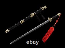 Chinois Plié Steel Gold Crane Ebony Sword Handmade Jian Cut Water Bottles