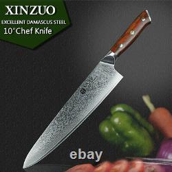 Couteaux De Couteau De Chef 10 Pouces Couches Japonaises Damascus Steel Kitchen Sharp Wood Cut