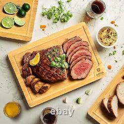 Ensemble de planches à découper en bois de bambou 5 pièces avec rigole profonde pour la préparation en cuisine