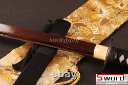 Épée Japonaise Lame Sanglante Acier Plié Full Tang Samourai Katana Peut Couper Le Bambou