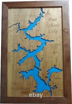 Fort Gibson Lake, Ok Laser Cut Wood Map Wall Art Made To Order