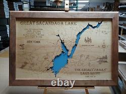 Grand Lac Sacandaga, New York Laser Cut Wood Map Wall Art Made To Order