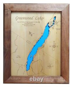 Greenwood Lake À New York Et New Jersey Laser Cut Wood Map Wall Art