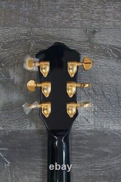 Guitare semi-acoustique à caisse réduite avec double découpe, finition noir burst