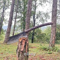 Hache Viking en acier à ressort long fait main pour couper et fendre le bois, taille totale 30