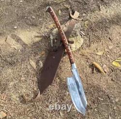 Hache de coupe en bois longue en acier au carbone fait main personnalisée, hache de chasse et de camping, pleine tang