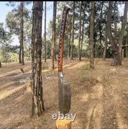 Hache de coupe en bois longue en acier au carbone fait main personnalisée, hache de chasse et de camping, pleine tang