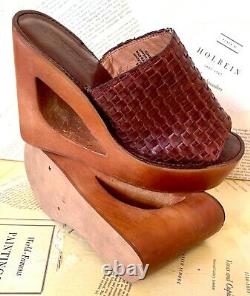 Jeffrey Campbell Sandal Slide Platform Couper Weave Cuir Marron 9 Nouveau