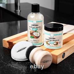 Kit complet d'huile et de cire pour planche à découper en noix de coco avec applicateur, finition sûre pour les aliments