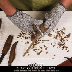 Kit de sculpture sur bois: couteau à équarrir, cuillère, outil de découpe et d'extraction de copeaux - Cadeau compact