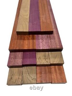 Lot de 15 planches de bois de noyer noir, bois de sang et bois de violette de 3/4x 2x48