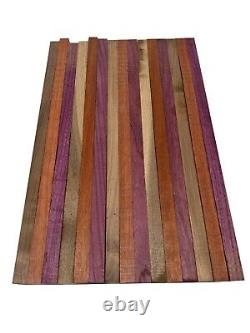Lot de 15 planches de bois de noyer noir, bois de sang et bois de violette de 3/4x 2x48