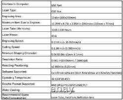 Machine de gravure laser 40W Machine de découpe laser Tube laser Coupeur de bois Tissus