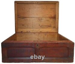 Mid-19th C American Antique Chamfered Panel, Hinged Lidded Wdn Box Withold Lacquer