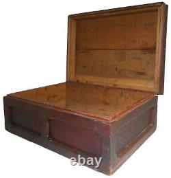 Mid-19th C American Antique Chamfered Panel, Hinged Lidded Wdn Box Withold Lacquer