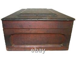 Mid-19th C American Antique Chamfered Panel, Hinged Lidded Wdn Box Withold Lacquer