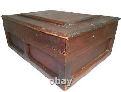 Mid-19th C American Antique Chamfered Panel, Hinged Lidded Wdn Box Withold Lacquer