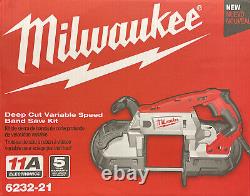 Milwaukee 6232-21 120v Ac Deep Cut Bande De Vitesse Variable Scie Avec Étui New
