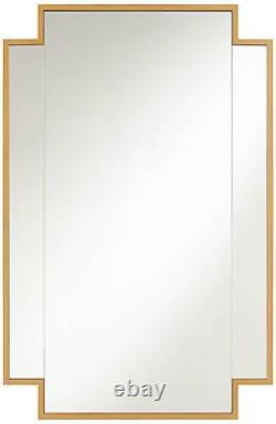 Miroir Mural Rectangulaire Vanity Cut Edge Cadre En Bois D'or 26 Large Pour Salle De Bains
