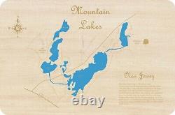 Mountain Lakes, New Jersey Laser Cut Wood Map Wall Art Made To Order