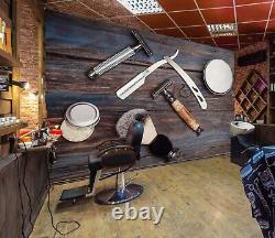 Mural de papier peint pour salon de coiffure 3D en bois ancien J2164 Hair Cut Barber Shop Murals Erin.