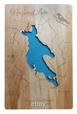 Newfound Lake, New Hampshire Laser Cut Wood Map Wall Art Fabriqué Sur Commande