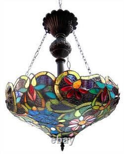 Pendant Light Stained Glass Cut Style Tiffany 18 Ombre Hanging Arrière Plafond