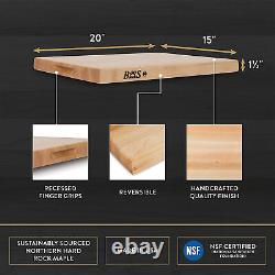 Planche à découper en bois d'érable John Boos, grain de bord, 20 x 15 x 1,5 pouces (Boîte ouverte)
