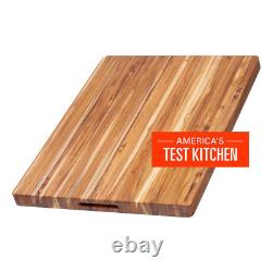 Planche à découper en bois de bout TeakHaus pour légumes, fruits et viande 24x18x1.5 Cuisine USA