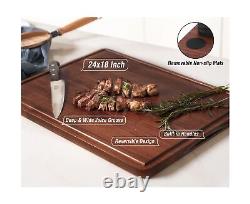 Planche à découper en bois de noyer extra-large AZRHOM XXL pour cuisine 24x18 (boîte-cadeau)