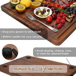 Planche à découper en bois de noyer extra-large XL pour cuisine 20X15 (Boîte-cadeau) avec rigole pour jus