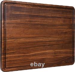 Planche à découper en bois de noyer extra-large XL pour cuisine 20X15 (Boîte-cadeau) avec rigole pour jus