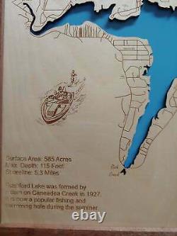Rushford Lake, New York Laser Coupe Bois Carte Wall Art Made To Order