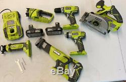 Ryobi One + 6 Tool Kit, 18 V Sans Fil Cut Our, Forets, Scie Circulaire, Piles
