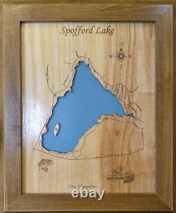 Spofford Lake, New Hampshire Laser Coupe Bois Carte Wall Art Made To Order