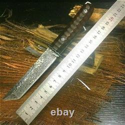 Tanto Knife Japonais Mini Katana Survival Hunting Damascus Steel Fixed Blade Cut