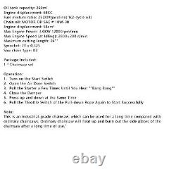 Tronçonneuse à essence 24 68CC coupant du bois, scie à essence sciante un carter en aluminium, scie à chaîne.