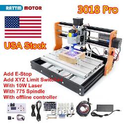 (US)3018-pro DIY Machine de découpe, gravure et fraisage CNC à laser 10W GRBL