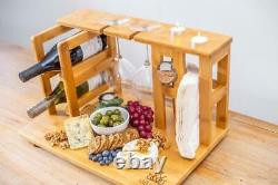 Ultimate Bundle Cheese Board Bamboo Chopping Coupe De Vin De Bois Ensemble De Cadeau De Service